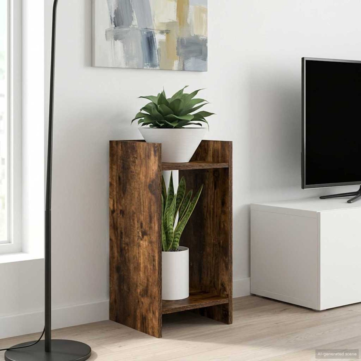 vidaXL Βάση φυτών Καπνιστή Δρυς 30 x 30 x 60 cm
