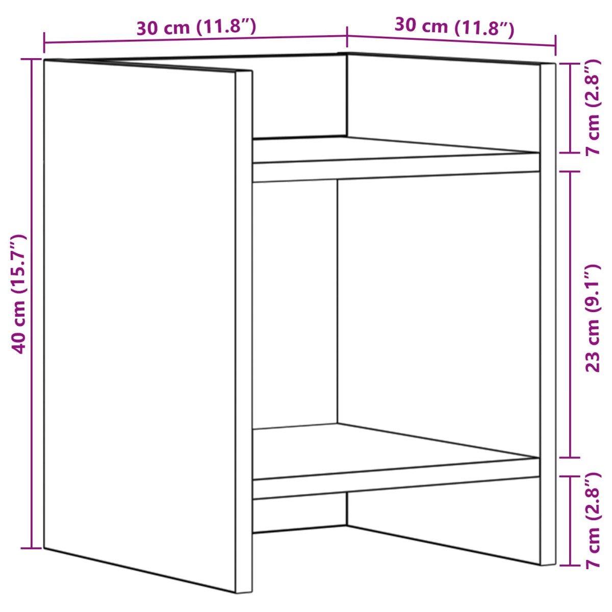 vidaXL Βάση φυτών Λευκός 30 x 30 x 40 cm Μηχανικά επεξεργασμένο ξύλο
