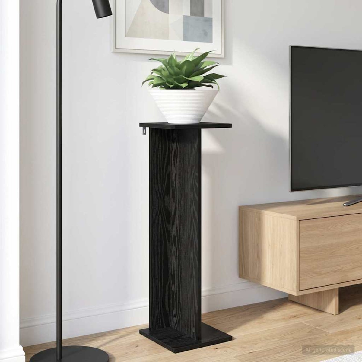 vidaXL Βάση φυτών 2 τμχ. Μαύρη Δρυς 25 x 25,5 x 80,5 εκ.