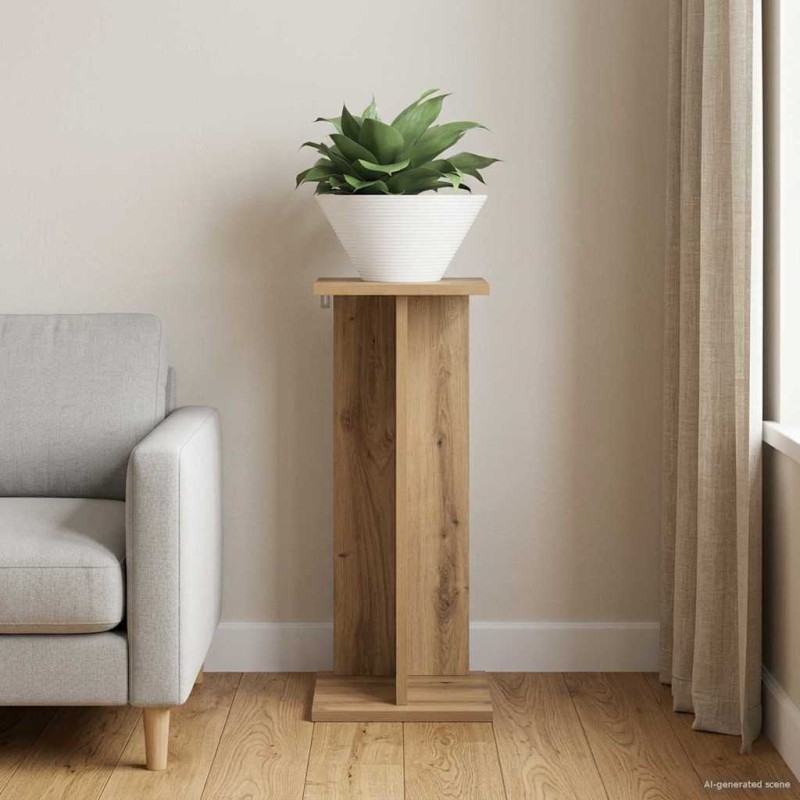 vidaXL Βάση φυτών Τεχνίτικη Δρυς 25 x 25,5 x 60,5 εκ.