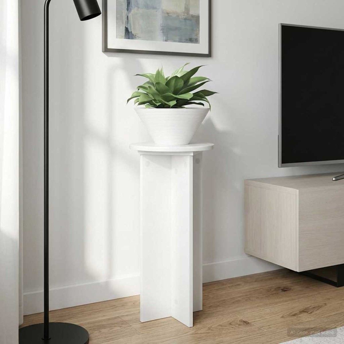 vidaXL Βάση φυτών 2 τμχ. Γυαλιστερό Λευκό 29,5 x 29,5 x 60 εκ.