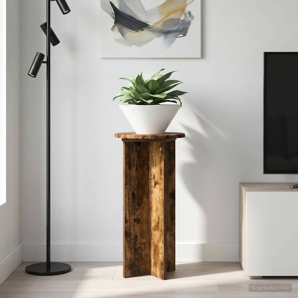 vidaXL Βάση φυτών 2 τμχ. Καπνισμένο Ξύλο Δρυός 29,5 x 29,5 x 60 εκ.