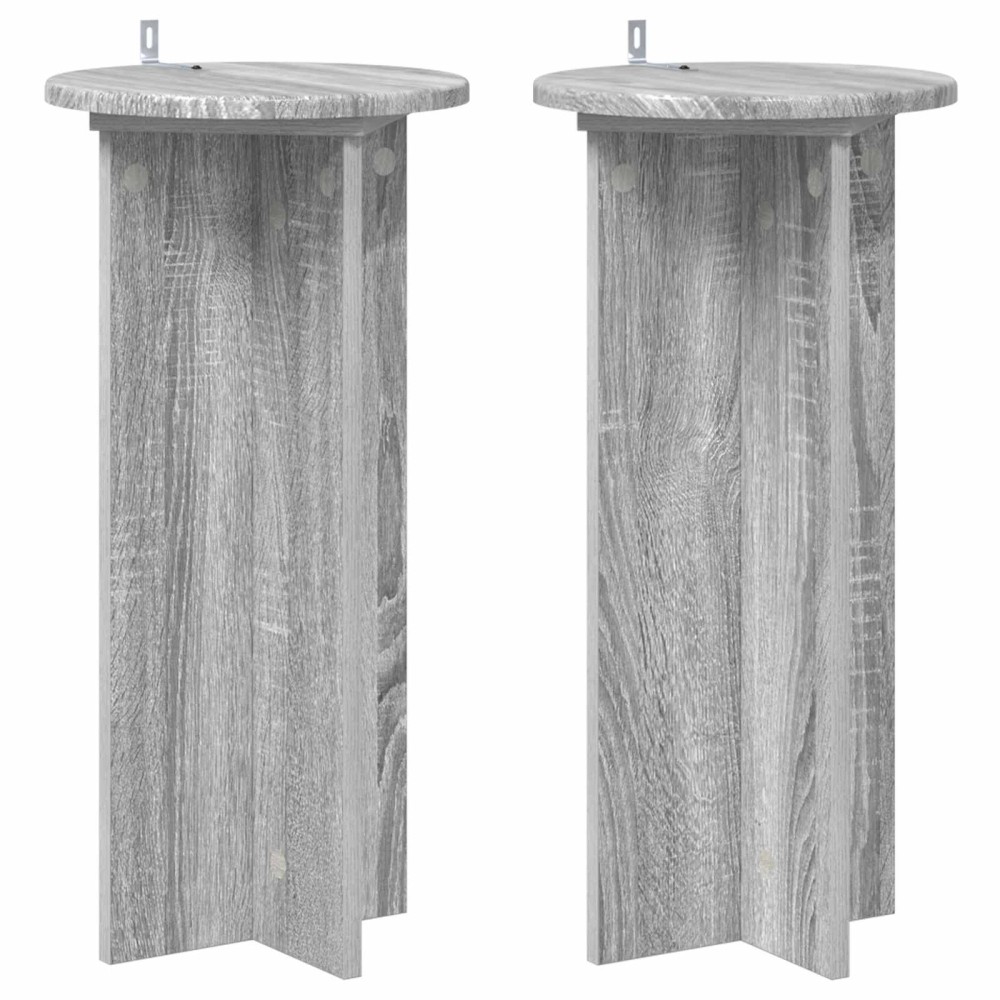 vidaXL Βάση φυτών 2 τμχ. Γκρι Sonoma 29,5 x 29,5 x 60 εκ.