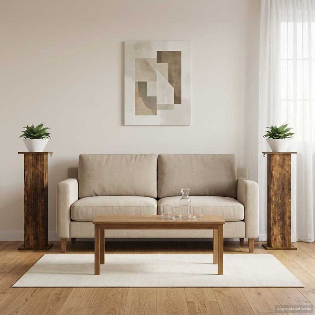 vidaXL Βάση φυτών 2 τμχ. Καπνισμένο Ξύλο Δρυός 30,5 x 30 x 100,5 εκ