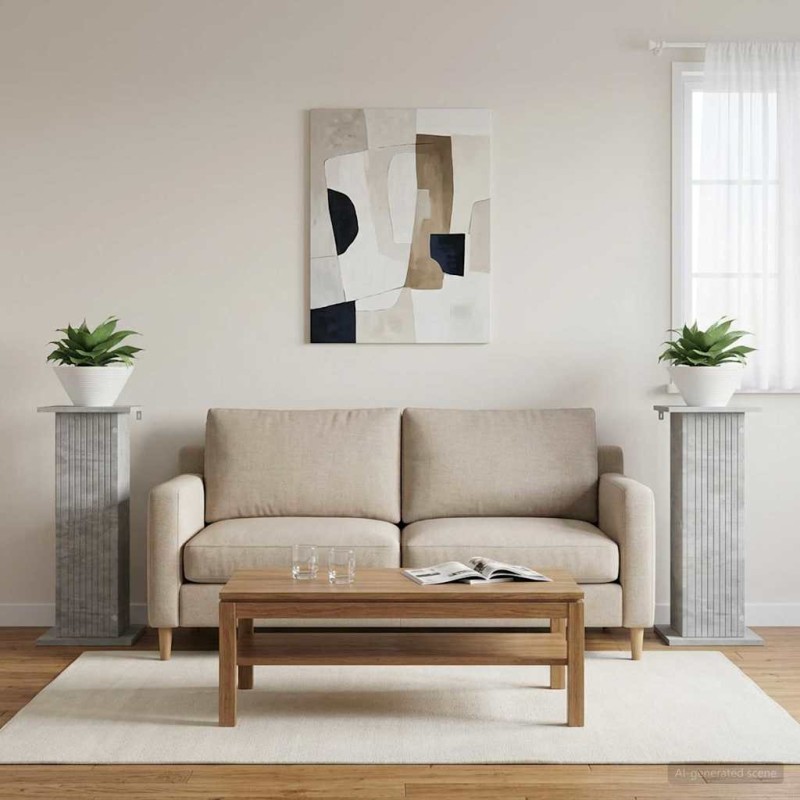 vidaXL Βάση φυτών 2 τμχ. Γκρι Σκυροδέματος 30,5 x 30 x 80,5 εκ