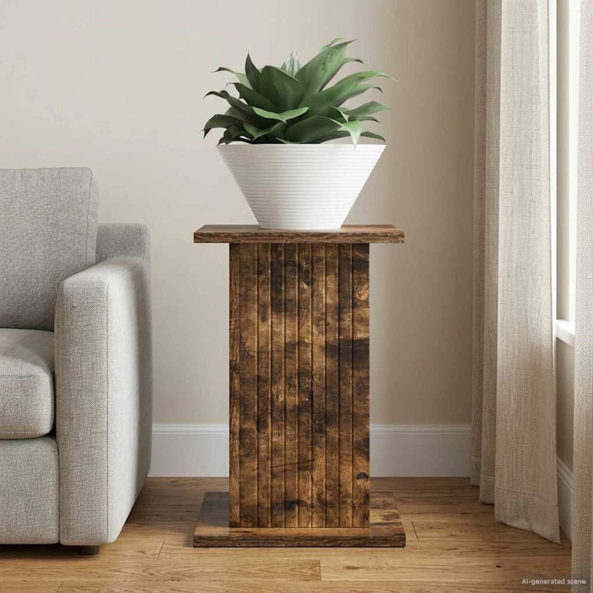 vidaXL Βάση φυτών Καπνισμένο Ξύλο Δρυός 30,5 x 30 x 43 εκ