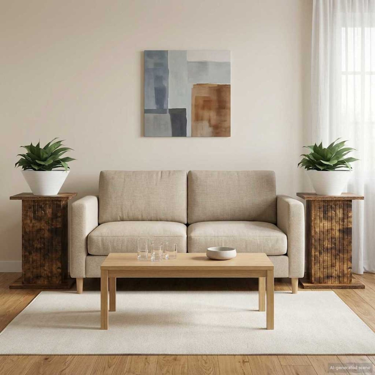 vidaXL Βάση φυτών 2 τμχ. Καπνισμένο Ξύλο Δρυός 30,5 x 30 x 43 εκ