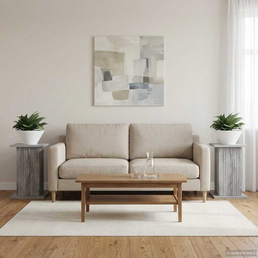 vidaXL Βάση φυτών 2 τμχ. Γκρι Sonoma 30,5 x 30 x 43 εκ