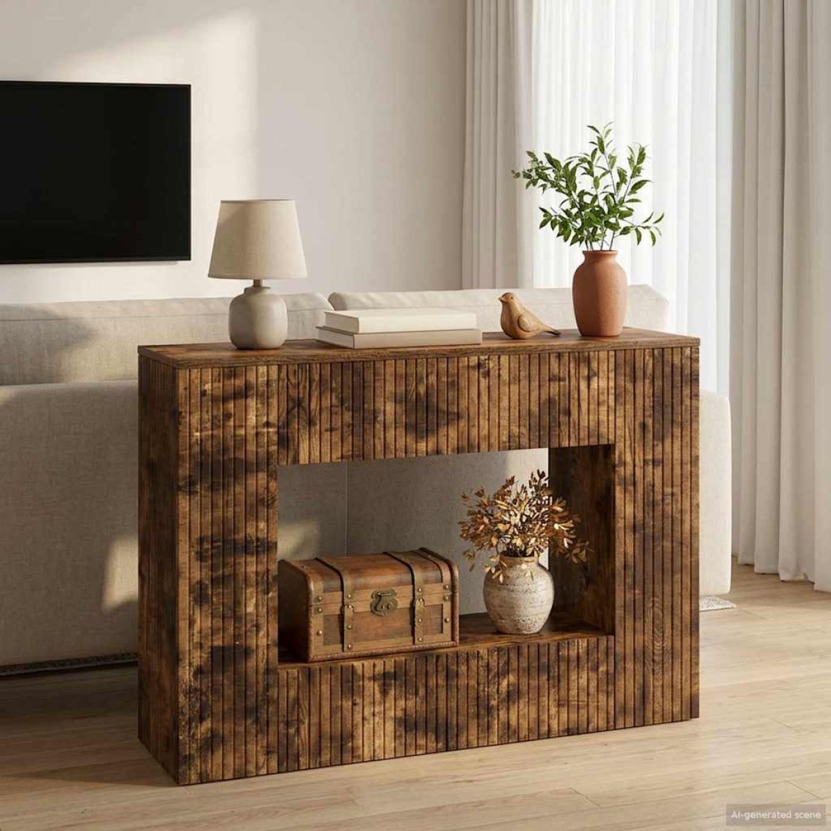 vidaXL Τραπέζι κονσόλας Καπνιστή Δρυς 101 x 29 x 74 εκ.