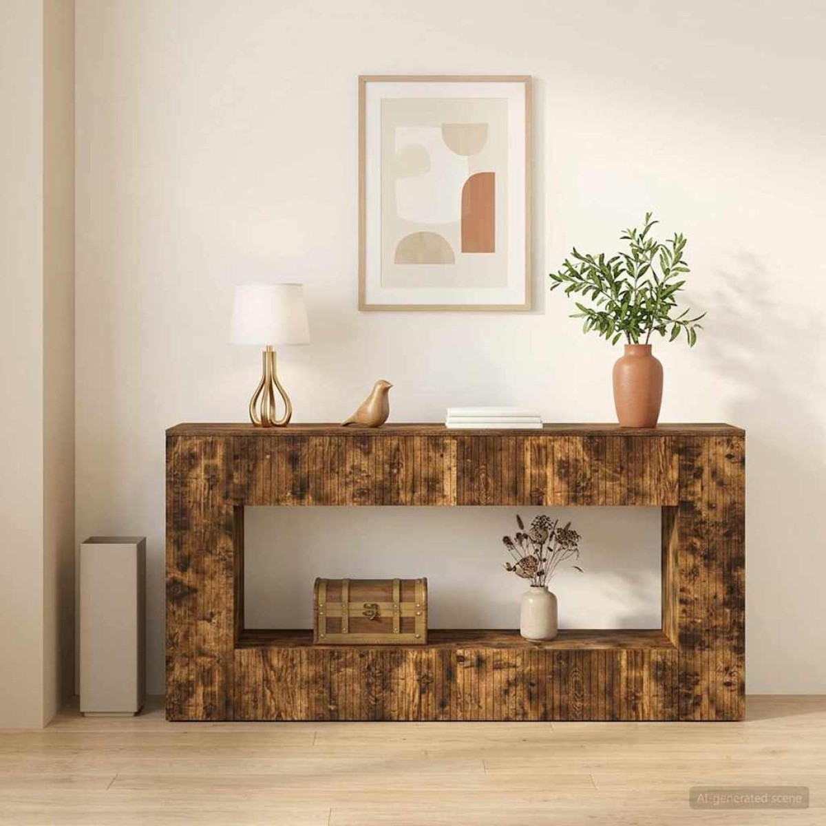 vidaXL Τραπέζι κονσόλας Καπνιστή Δρυς 155 x 29 x 74 εκ.