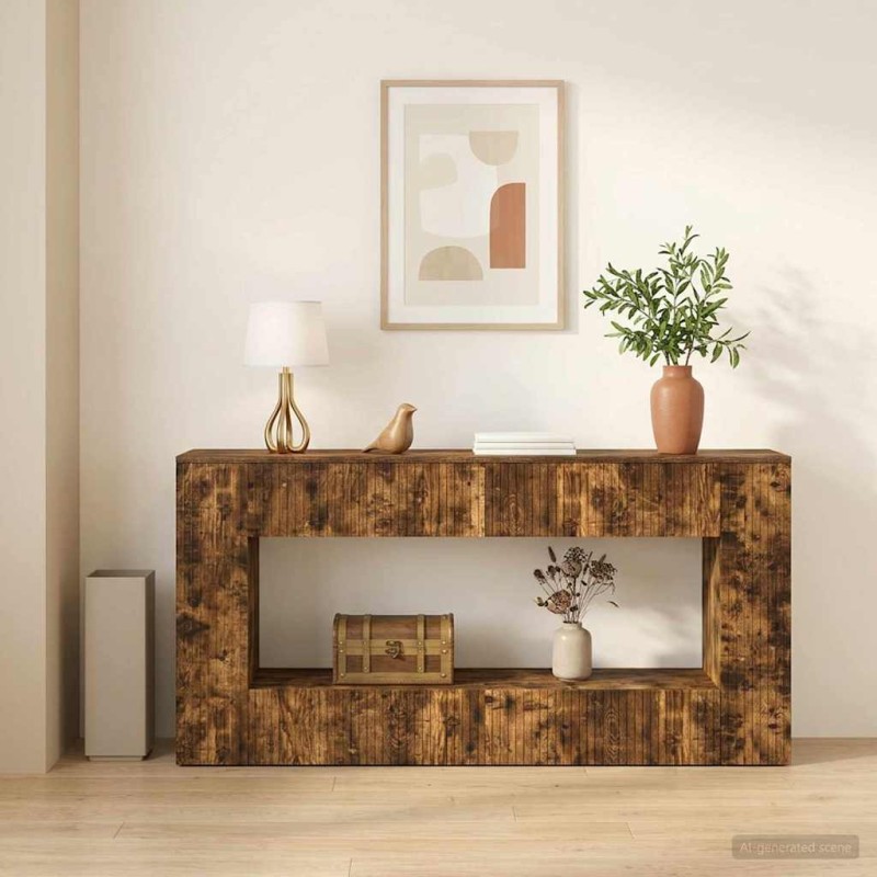 vidaXL Τραπέζι κονσόλας Καπνιστή Δρυς 155 x 29 x 74 εκ.
