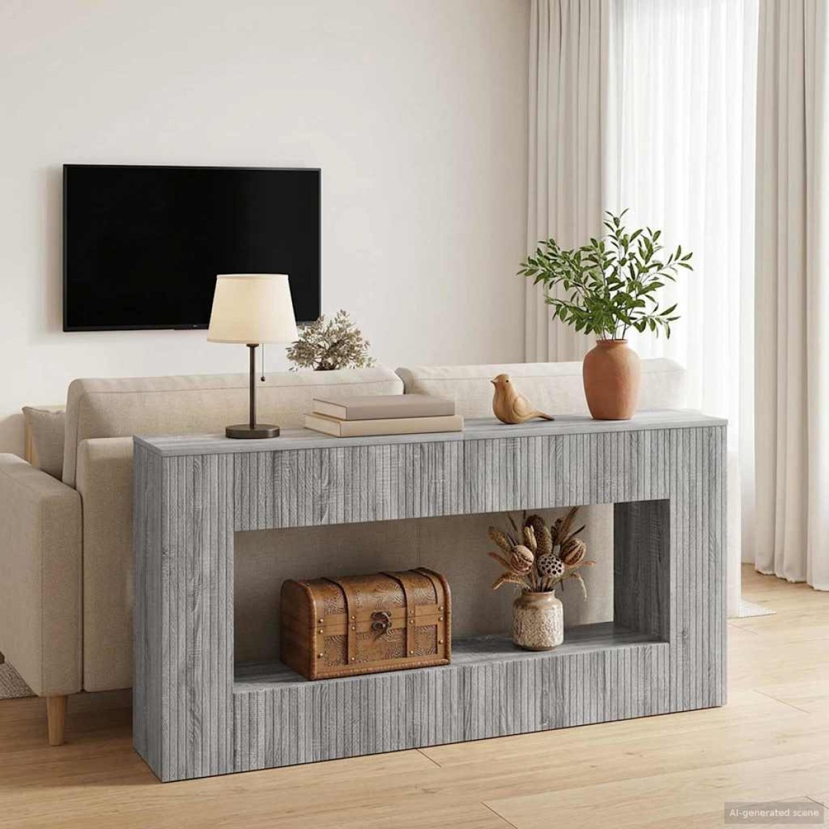 vidaXL Τραπέζι κονσόλας Γκρι Σονομά 155 x 29 x 74 εκ.