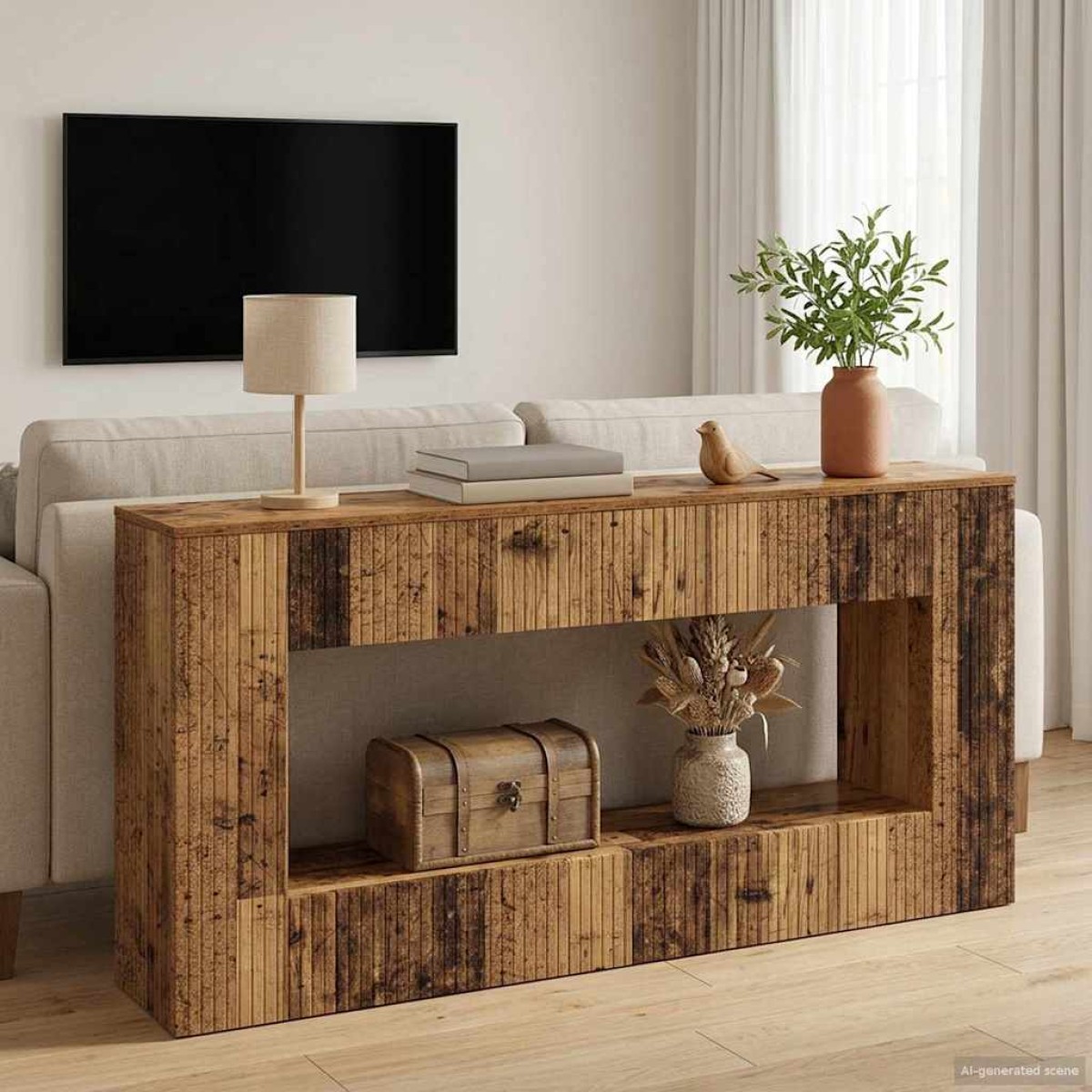 vidaXL Τραπέζι κονσόλας Παλιό ξύλο 155 x 29 x 74 εκ.