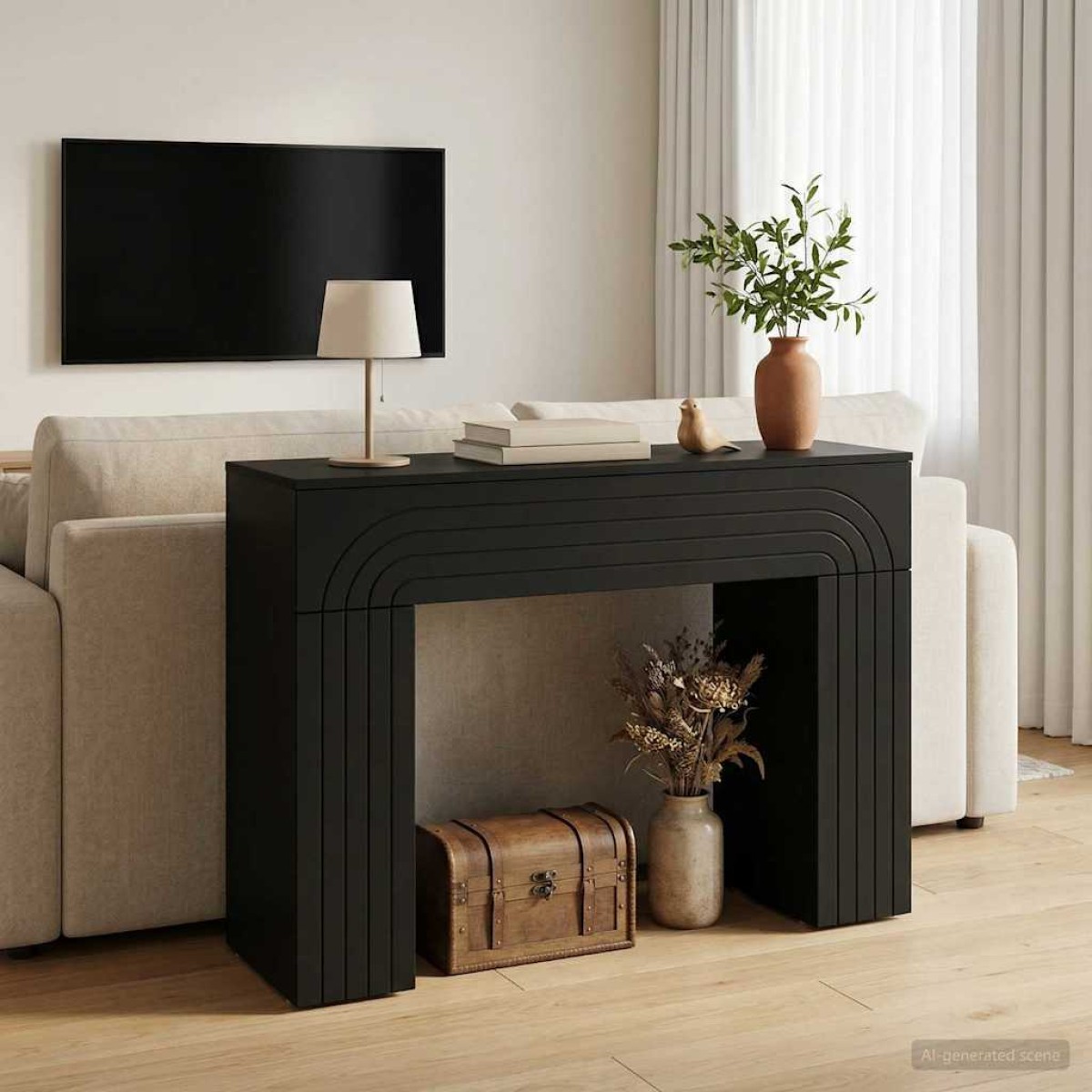 vidaXL Τραπεζάκι σαλονιού Μαύρο 102 x 35 x 75 εκ Επεξεργασμένο Ξύλο