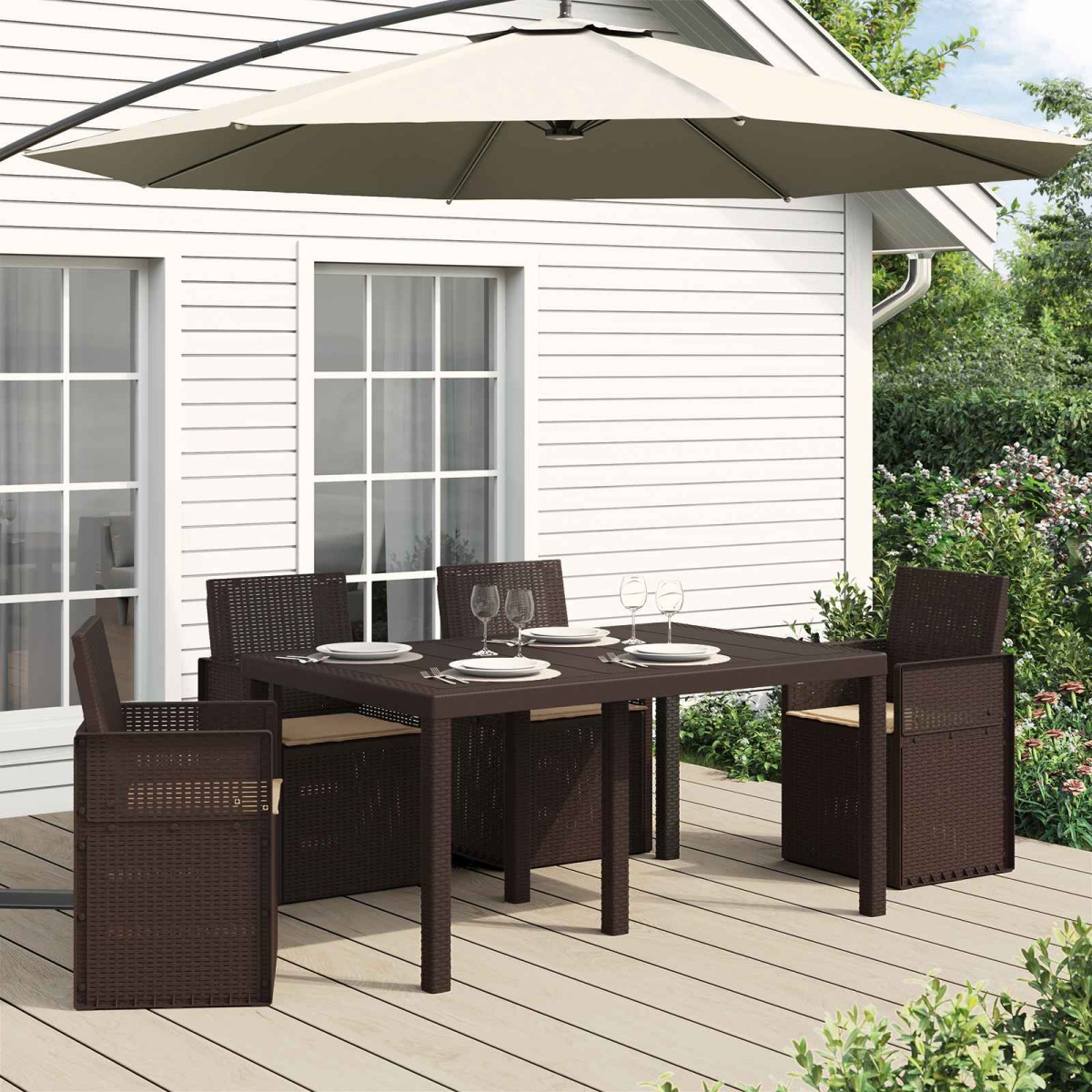 vidaXL Μαξιλάρια καθισμάτων 4 pcs Πολυεστέρας Taupe 47 x 36 x 2 εκ.