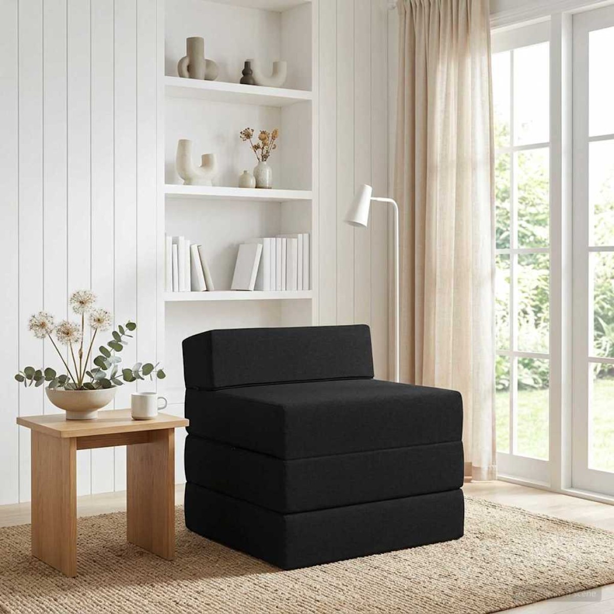 vidaXL Κρεβάτι Καναπέ Αναδιπλούμενο Μαύρο 200 x 70 x 15 εκ. Ύφασμα