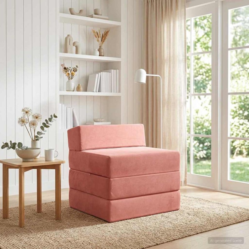 vidaXL Κρεβάτι Καναπέ Αναδιπλούμενο Ροζ 200 x 70 x 15 εκ. Βελούδο
