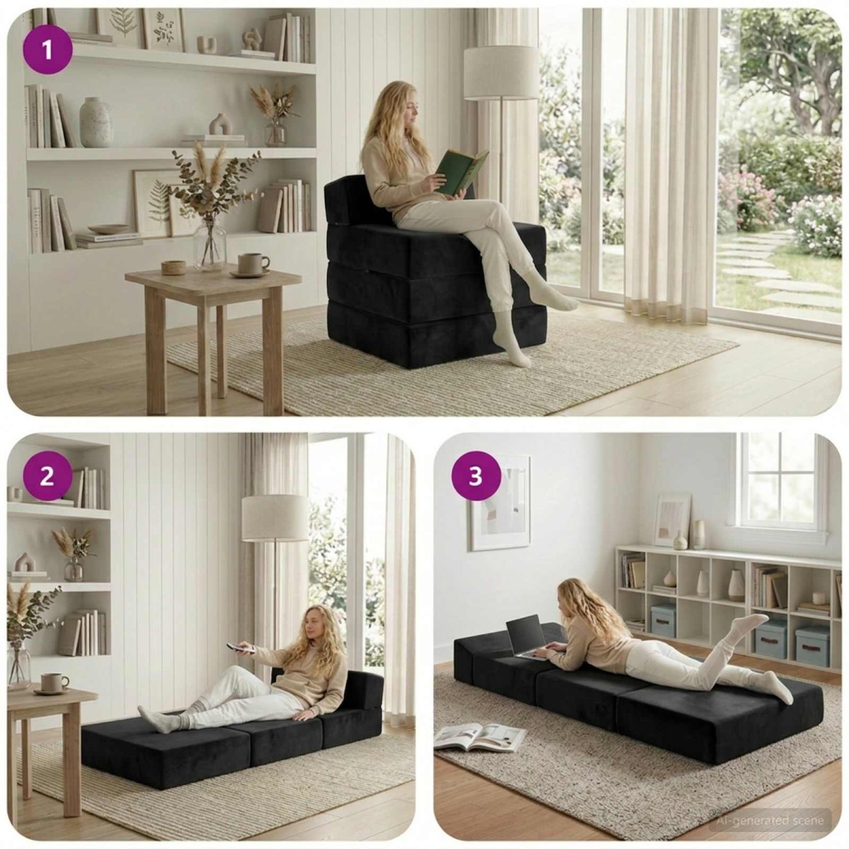 vidaXL Κρεβάτι Καναπέ Αναδιπλούμενο Μαύρο 200 x 70 x 15 εκ. Βελούδο