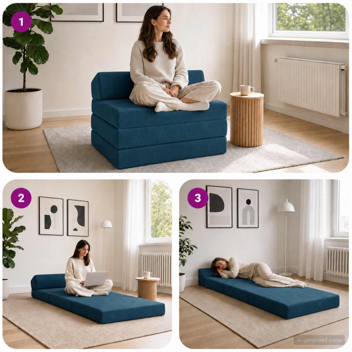 vidaXL Κρεβάτι Καναπέ Αναδιπλούμενο Μπλε 200 x 70 x 10 εκ. Βελούδο