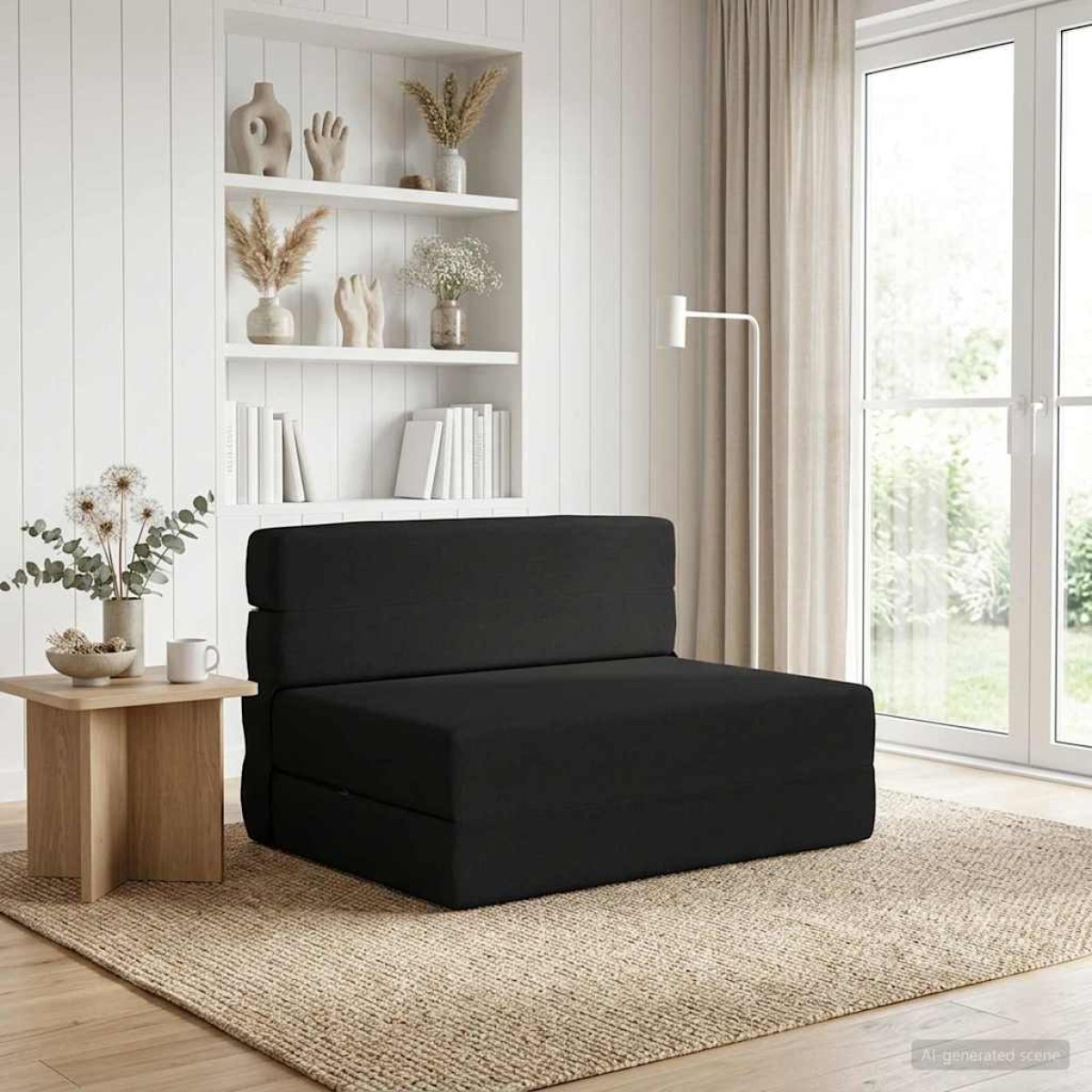 vidaXL Κρεβάτι Καναπέ Αναδιπλούμενο Μαύρο 70 x 72 x 60 εκ Ύφασμα