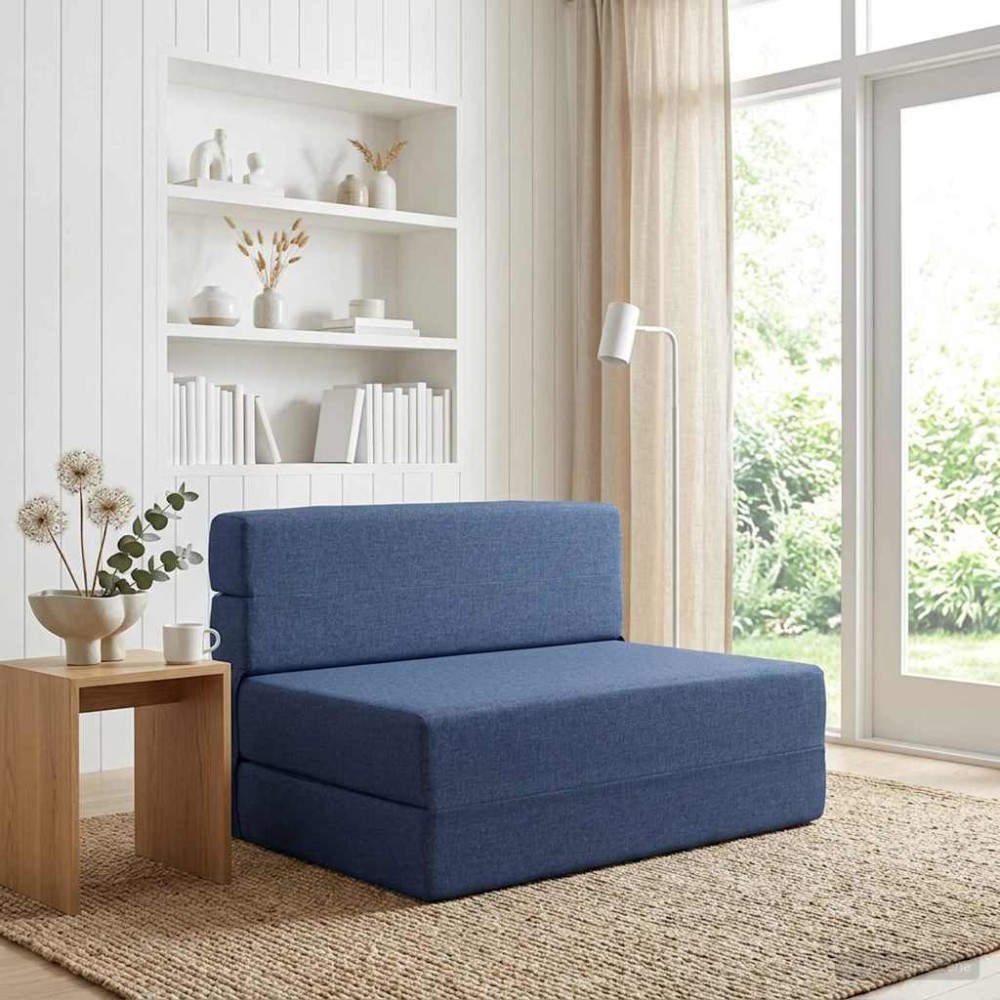 vidaXL Κρεβάτι Καναπέ Αναδιπλούμενο Μπλε 70 x 72 x 60 εκ Ύφασμα