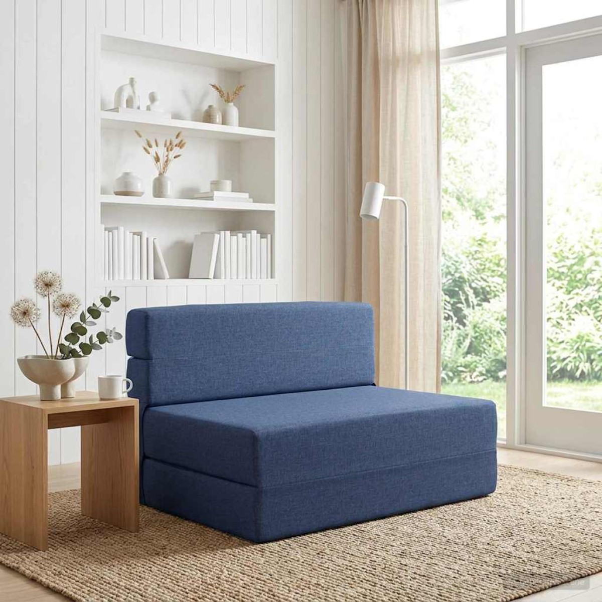 vidaXL Κρεβάτι Καναπέ Αναδιπλούμενο Μπλε 70 x 72 x 60 εκ Ύφασμα