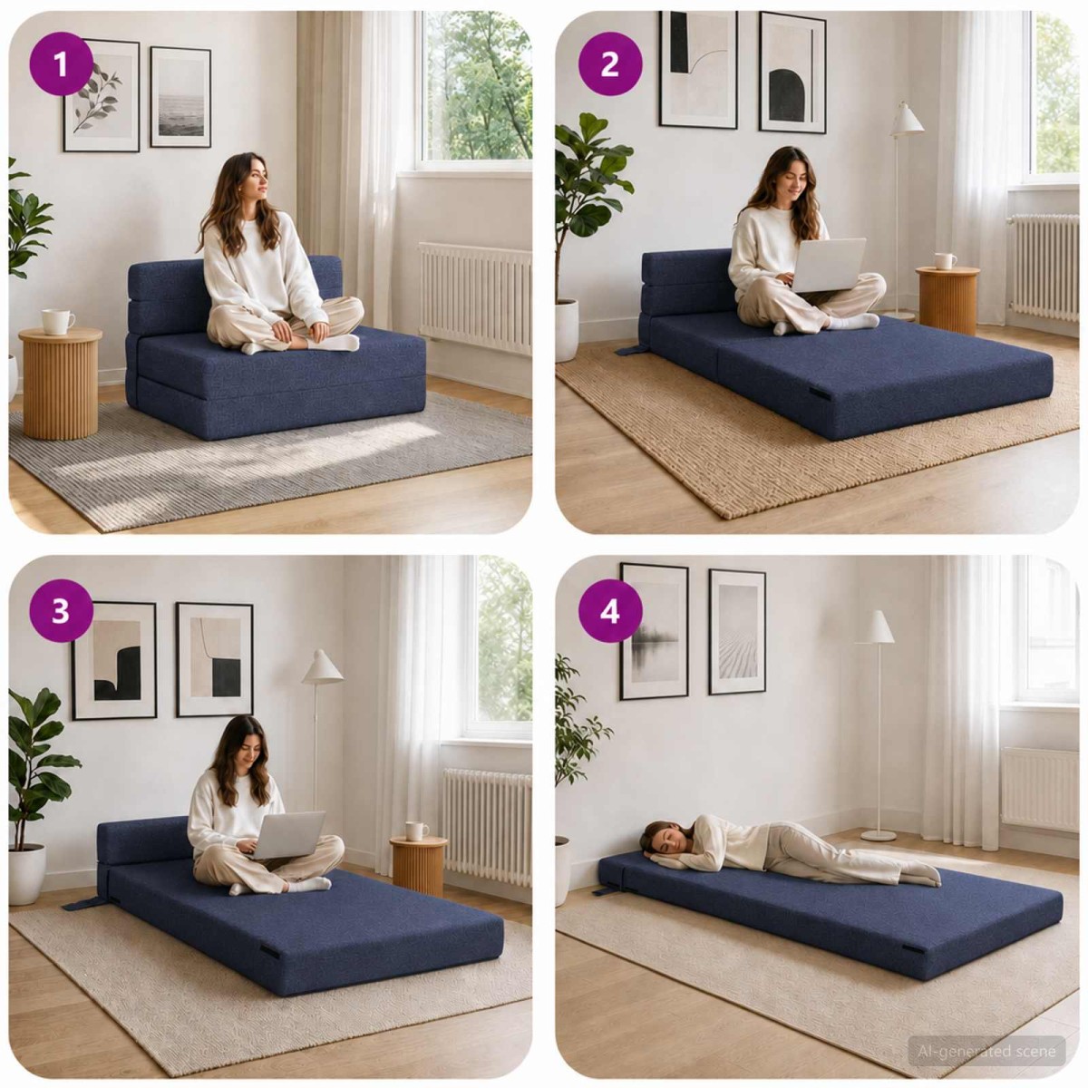 vidaXL Κρεβάτι Καναπέ Αναδιπλούμενο Μπλε 70 x 72 x 60 εκ Ύφασμα