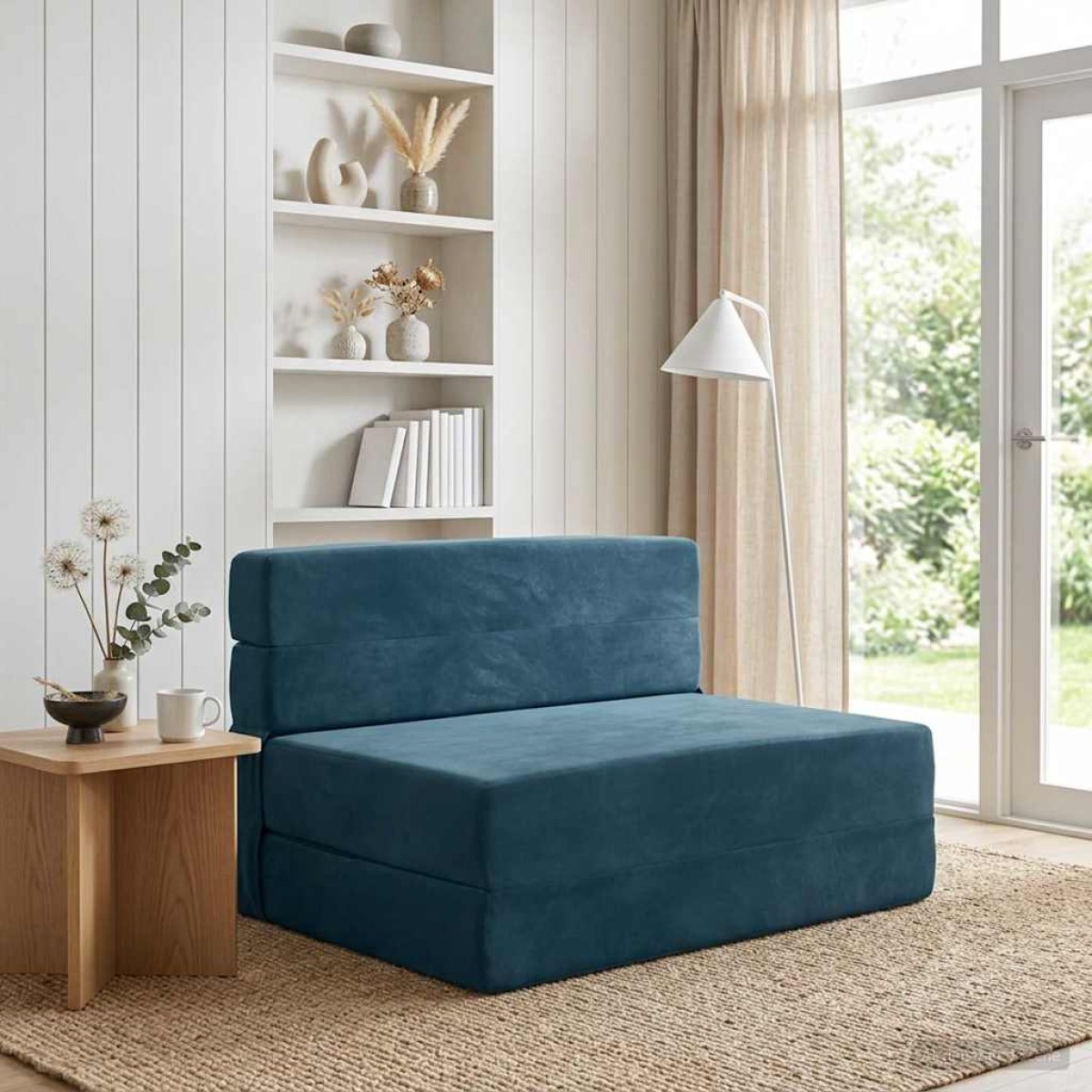 vidaXL Κρεβάτι Καναπέ Αναδιπλούμενο Μπλε 70 x 72 x 60 εκ Ύφασμα