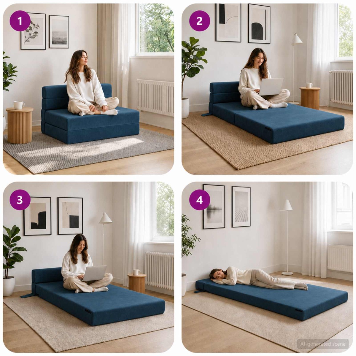 vidaXL Κρεβάτι Καναπέ Αναδιπλούμενο Μπλε 70 x 72 x 60 εκ Ύφασμα