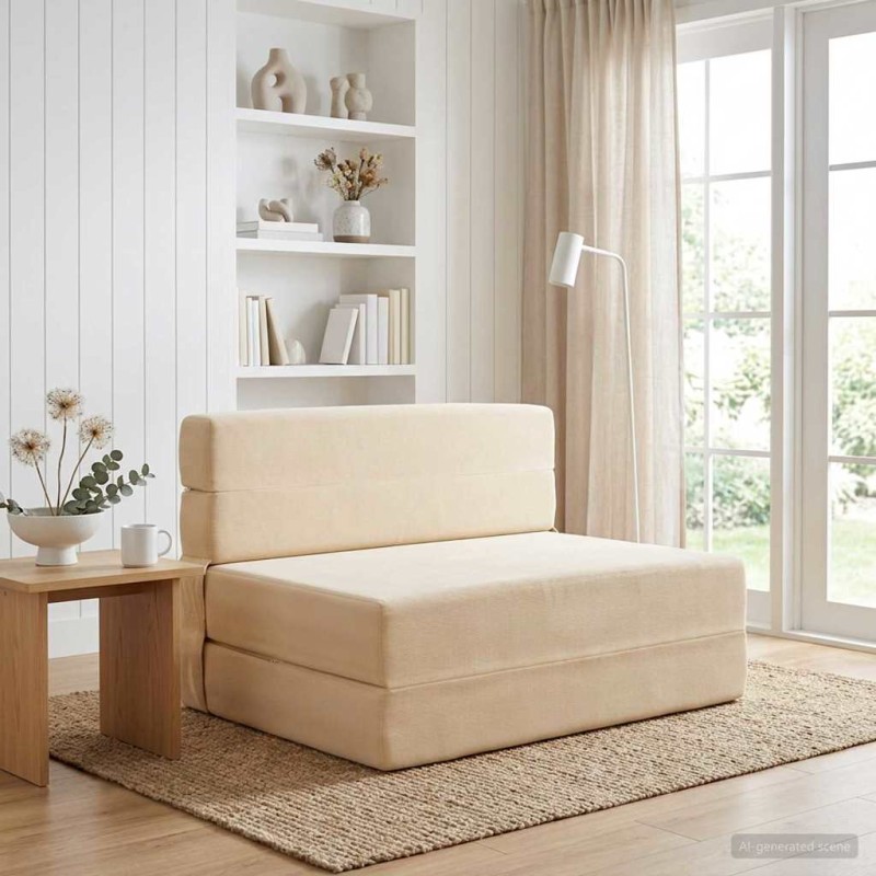 vidaXL Κρεβάτι Καναπέ Αναδιπλούμενο Κρεμ 70 x 72 x 60 εκ Ύφασμα