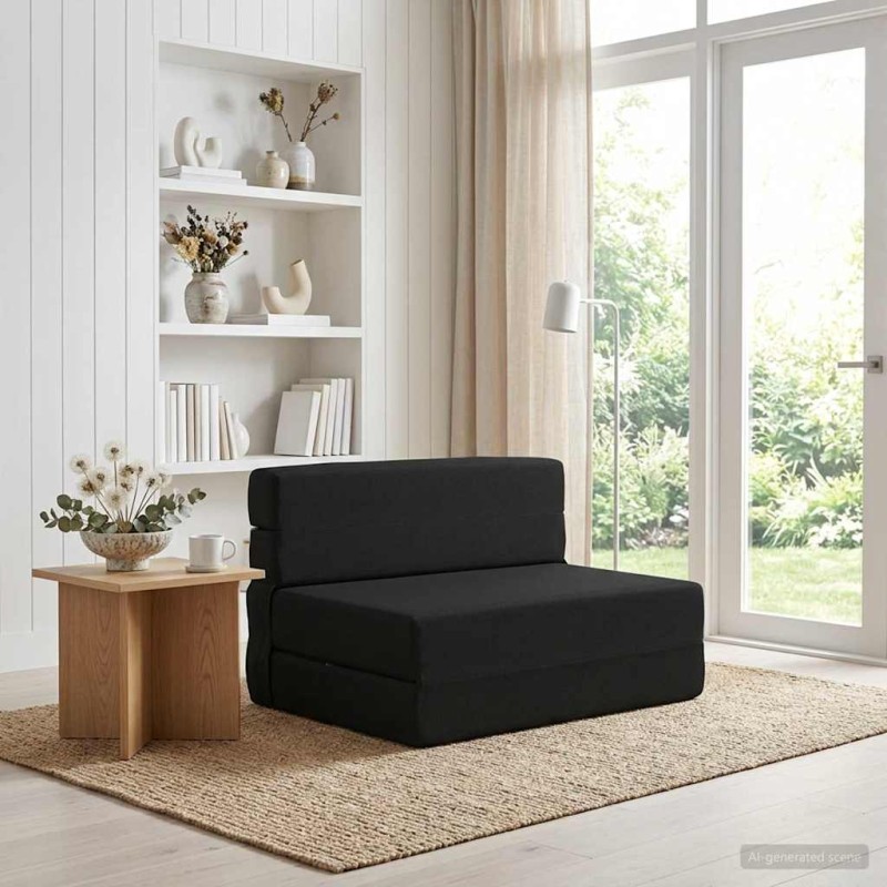 vidaXL Κρεβάτι Καναπέ Αναδιπλούμενο Μαύρο 70 x 80 x 60 εκ. Ύφασμα