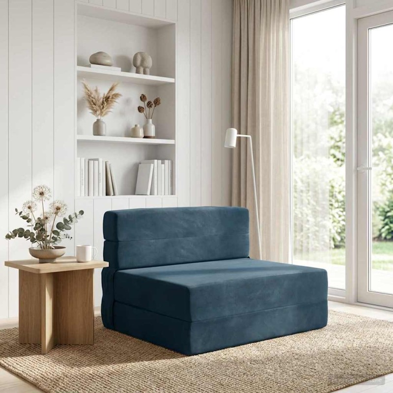 vidaXL Κρεβάτι Καναπέ Αναδιπλούμενο Μπλε 70 x 80 x 60 εκ. Ύφασμα