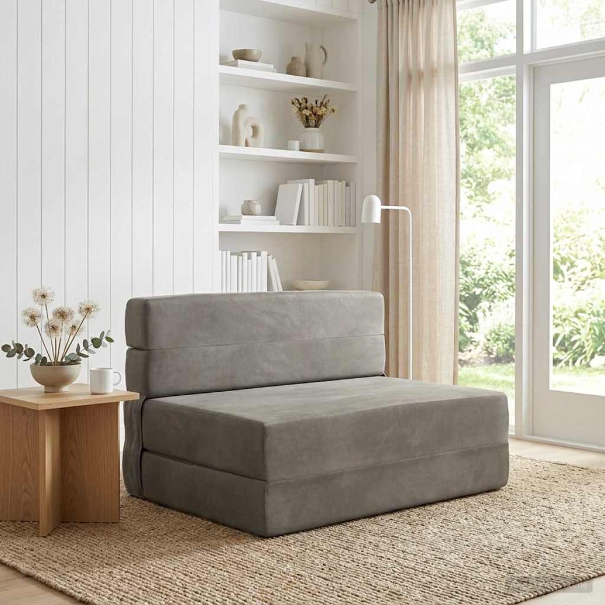 vidaXL Κρεβάτι Καναπέ Αναδιπλούμενο Ανοιχτό γκρι 70 x 80 x 60 εκ.