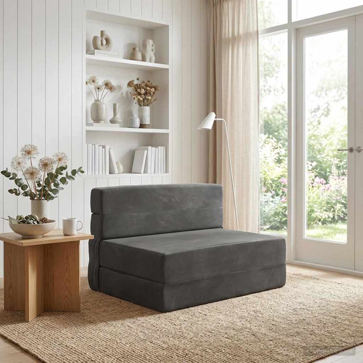vidaXL Κρεβάτι Καναπέ Αναδιπλούμενο Σκούρο Γκρι 100 x 80 x 60 εκ.