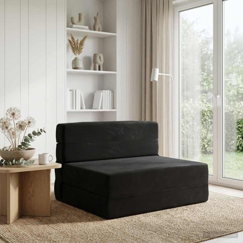 vidaXL Κρεβάτι Καναπέ Αναδιπλούμενο Μαύρο 100 x 80 x 60 εκ. Ύφασμα