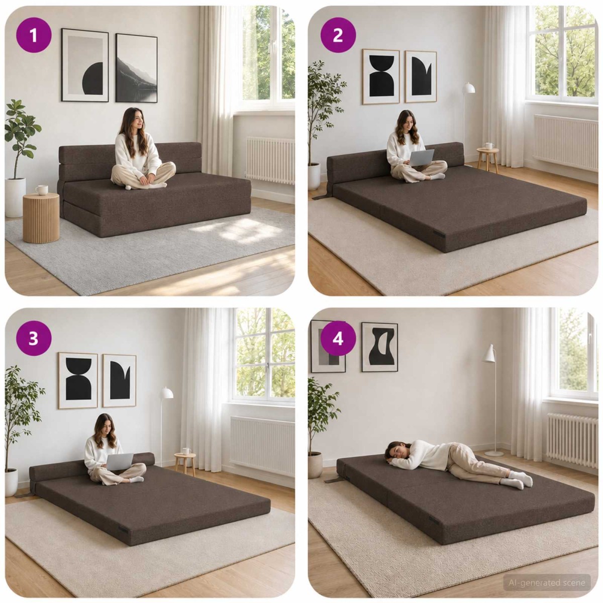 vidaXL Κρεβάτι Καναπέ Αναδιπλούμενο Taupe 152 x 86,5 x 60 εκ. Ύφασμα