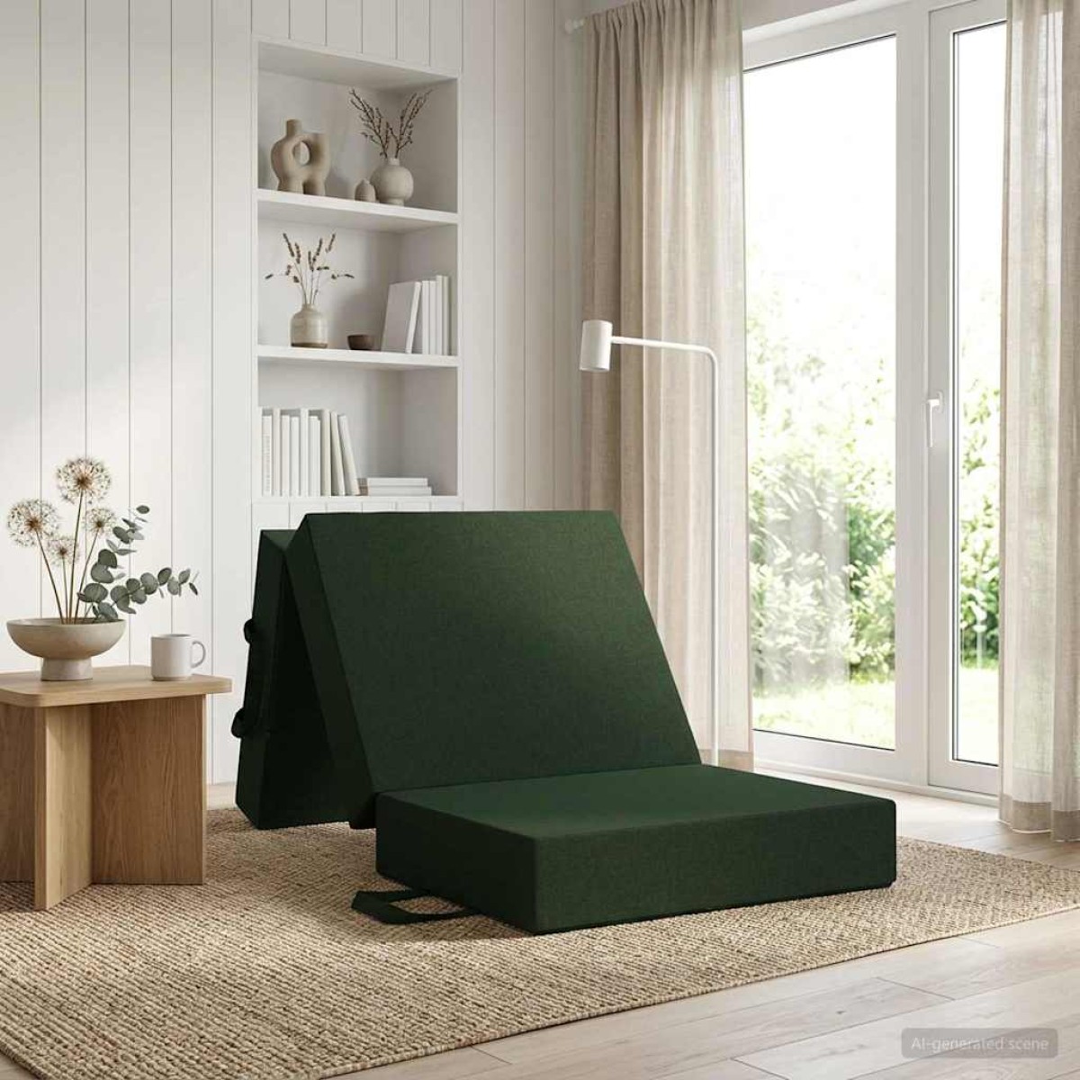 vidaXL Κρεβάτι Καναπέ Αναδιπλούμενο 90 x 63 x 45 εκ Σκούρο Πράσινο