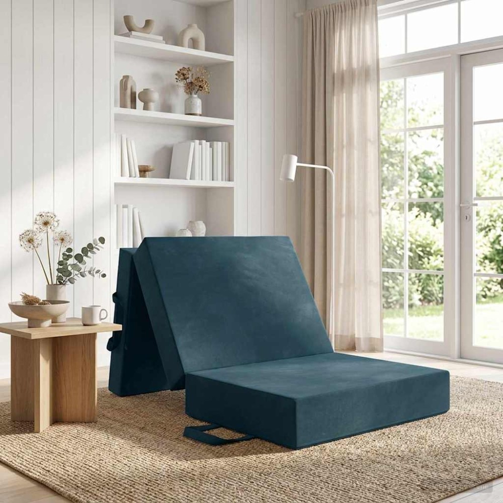vidaXL Κρεβάτι Καναπέ Αναδιπλούμενο 90 x 63 x 45 εκ Μπλε