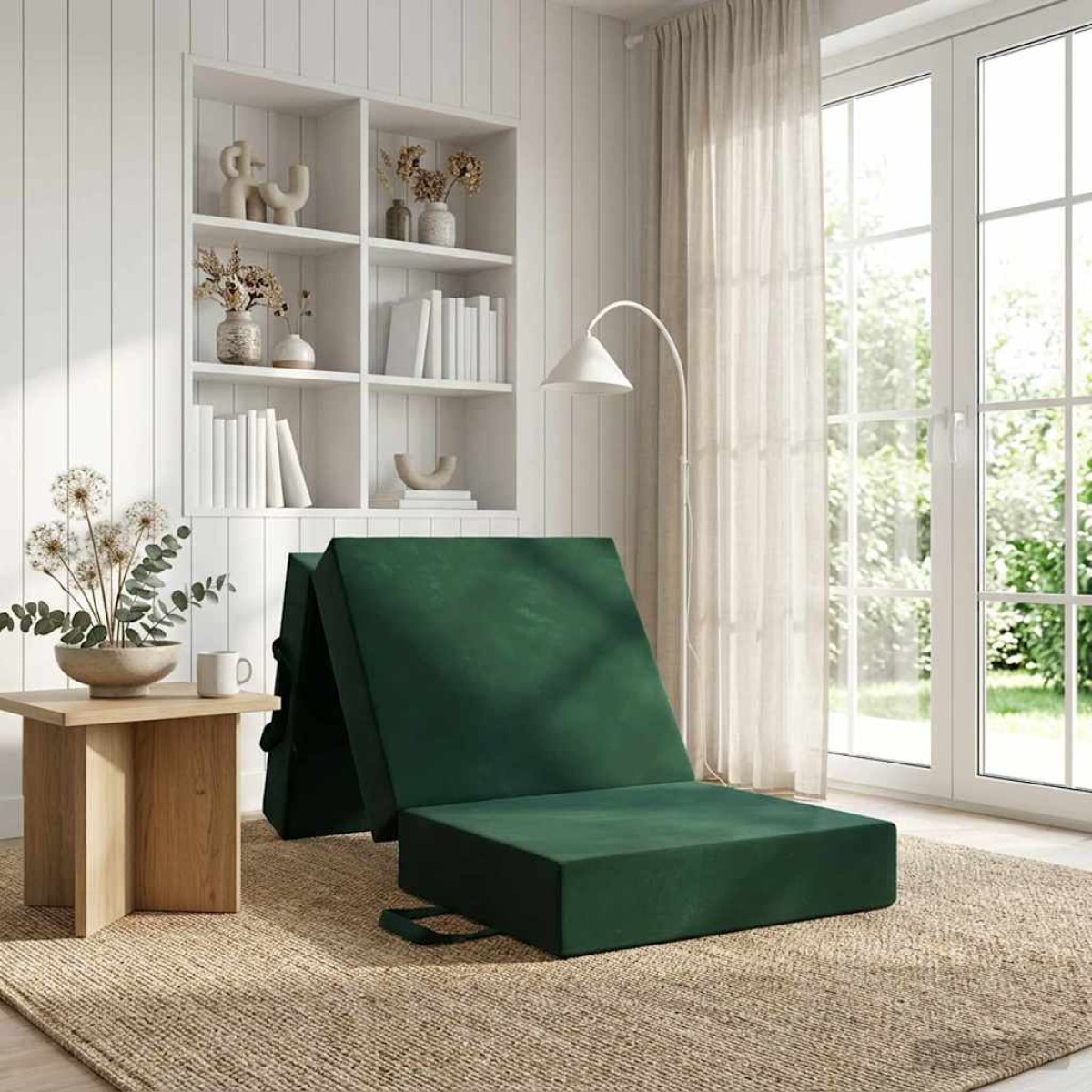 vidaXL Κρεβάτι Καναπέ Αναδιπλούμενο 90 x 63 x 45 εκ Σκούρο Πράσινο