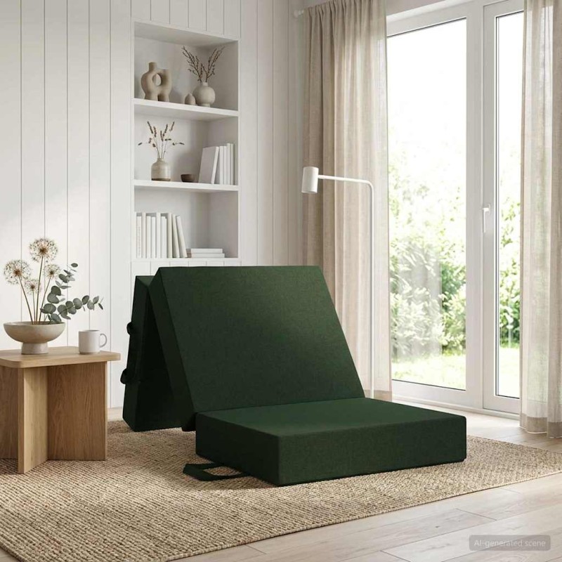 vidaXL Κρεβάτι Καναπέ Αναδιπλούμενο 75 x 67 x 45 εκ Σκούρο Πράσινο