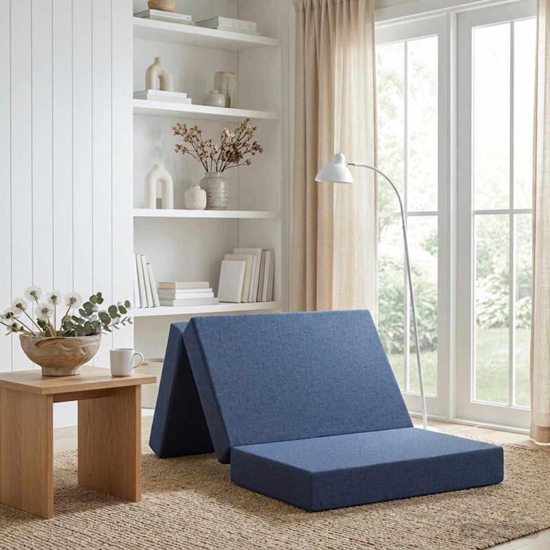 vidaXL Κρεβάτι Καναπέ Αναδιπλούμενο 80 x 67 x 45 εκ Μπλε