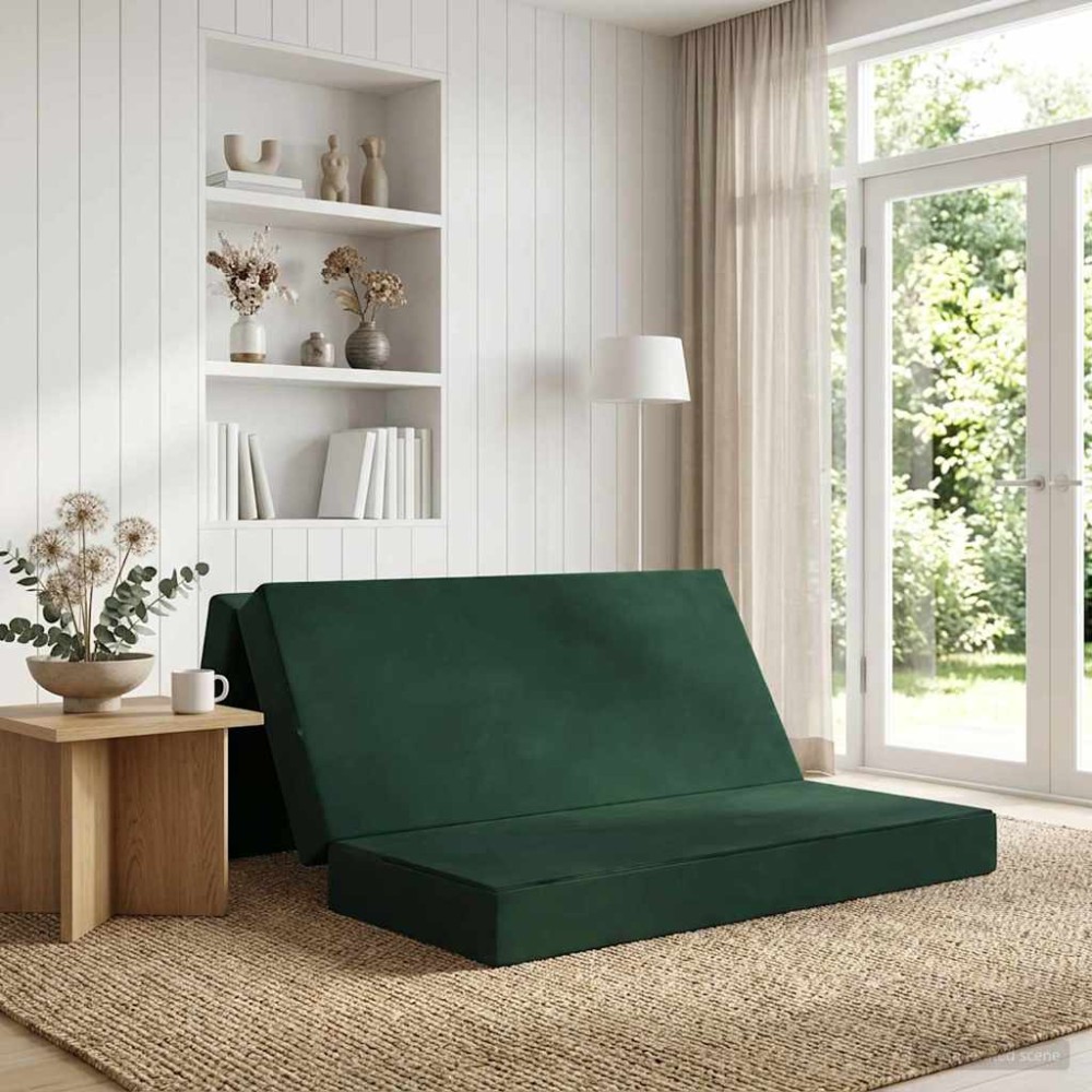 vidaXL Κρεβάτι Καναπέ Αναδιπλούμενο 140 x 67 x 45 εκ Σκούρο Πράσινο