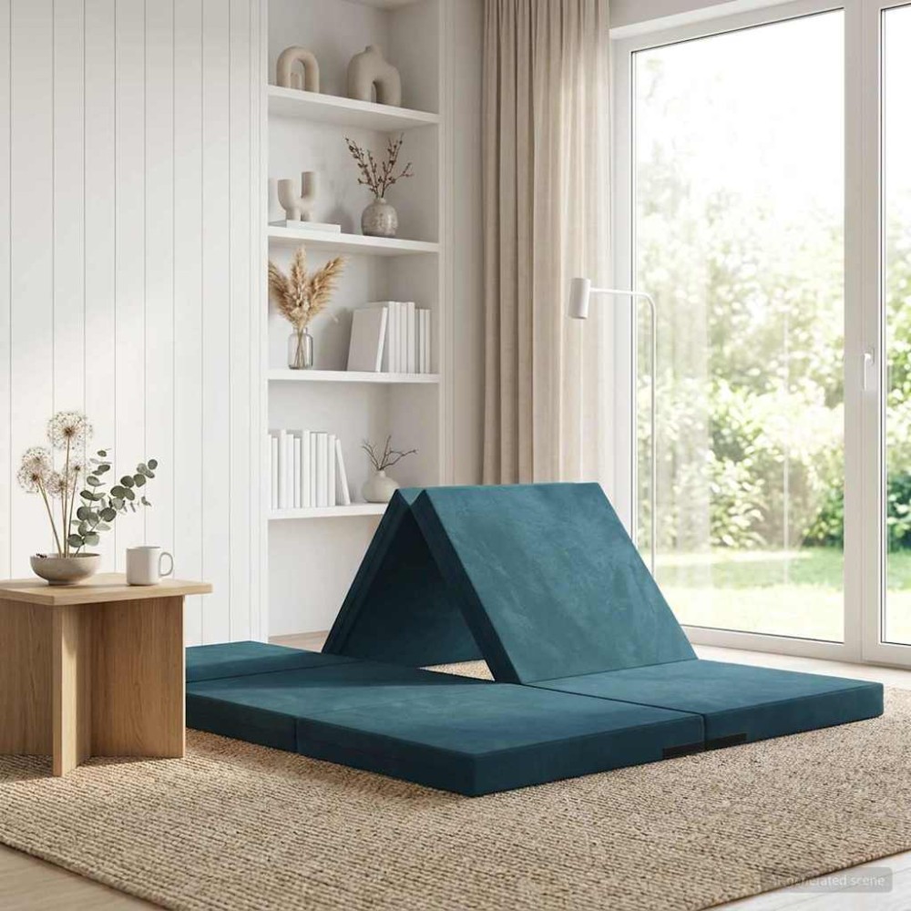 vidaXL Κρεβάτι Καναπέ Αναδιπλούμενο 140 x 67 x 45 εκ Μπλε