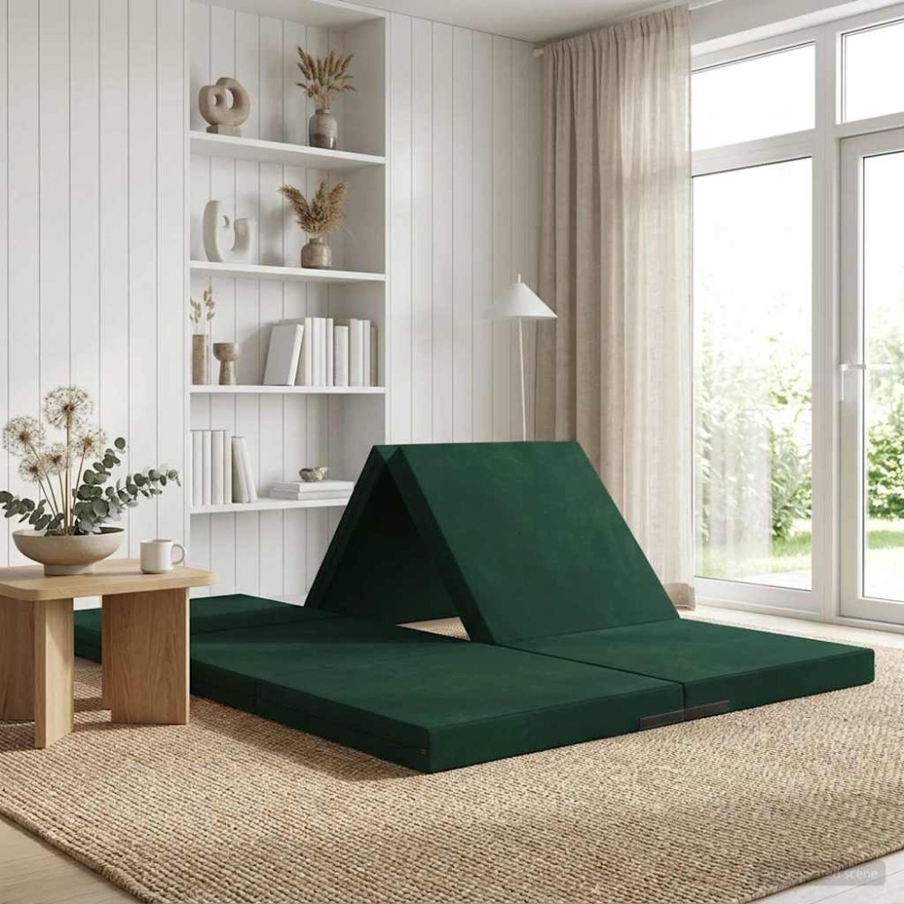 vidaXL Κρεβάτι Καναπέ Αναδιπλούμενο 140 x 67 x 45 εκ Σκούρο Πράσινο