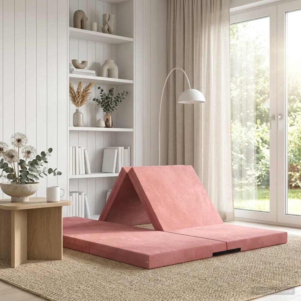vidaXL Κρεβάτι Καναπέ Αναδιπλούμενο 140 x 67 x 45 εκ Ροζ