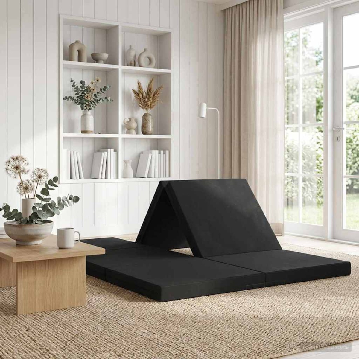 vidaXL Κρεβάτι Καναπέ Αναδιπλούμενο 140 x 67 x 15 εκ Μαύρο