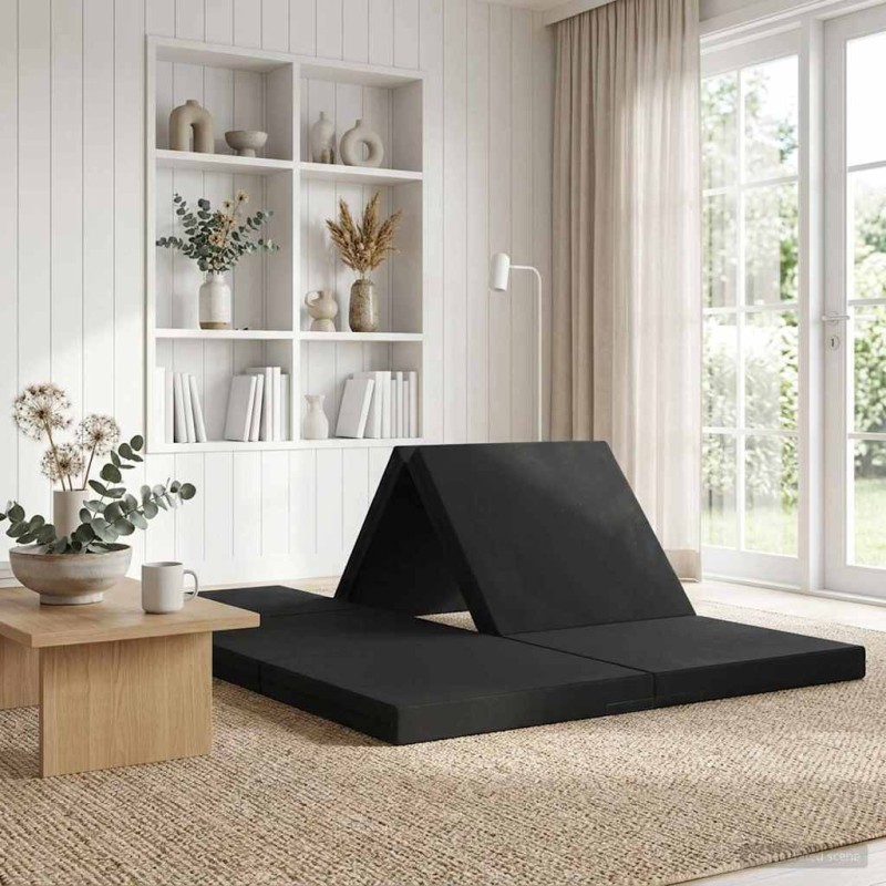 vidaXL Κρεβάτι Καναπέ Αναδιπλούμενο 140 x 67 x 15 εκ Μαύρο