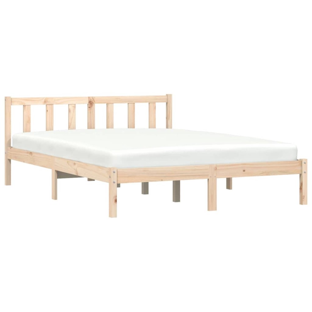 vidaXL Σκελετός Κρεβατιού Φυσικό 152 x 203 cm Στερεό ξύλο πεύκου