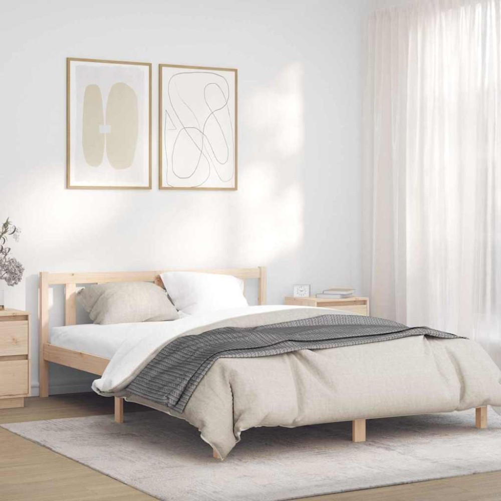 vidaXL Σκελετός Κρεβατιού Φυσικό 152 x 203 cm Στερεό ξύλο πεύκου