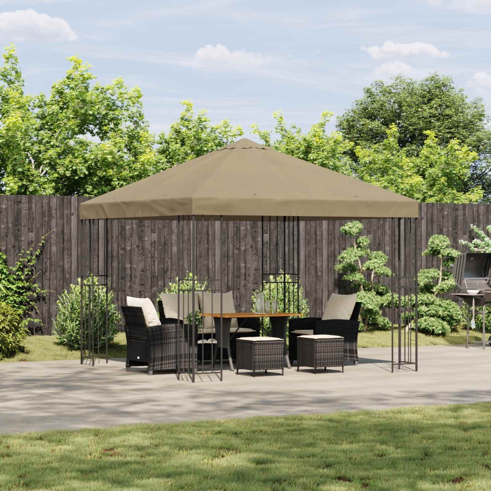 vidaXL Κιόσκι 3 x 3 m Μπεζ Πολυεστέρας και Χάλυβας 190 gsm